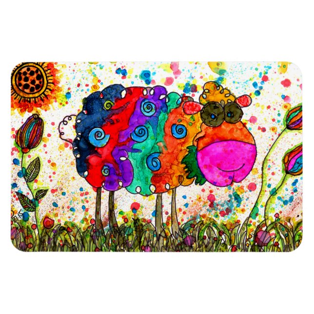 Cute and Colourful Sheep Magnet 3"x4" (Horizontal)