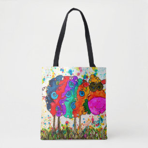 Cute and Colourful Sheep Tote Bag