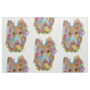 Cute and Colourful Sheltie Fabric