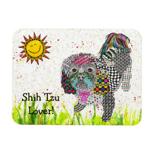 Cute and Colourful Shih Tzu Magnet 3"x4"
