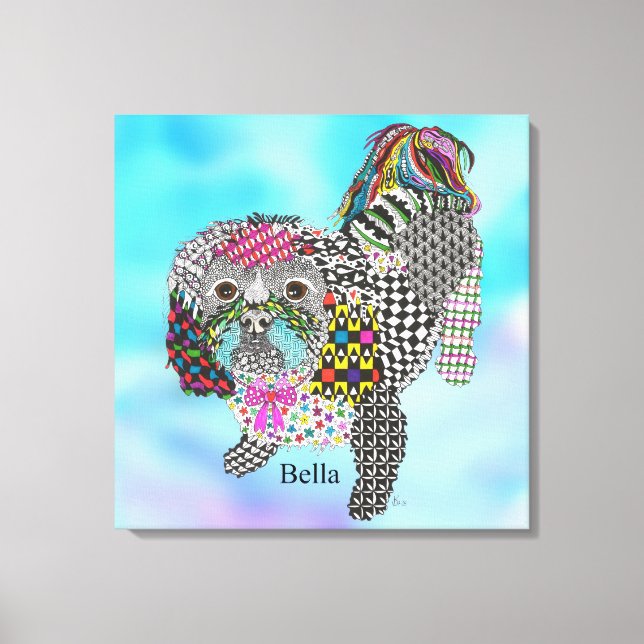 Cute and Colourful Shih Tzu Wrapped Canvas 24"x24" (Front)