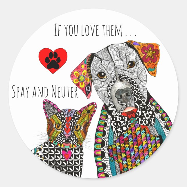 Cute and Colourful Spay and Neuter Sticker (Front)