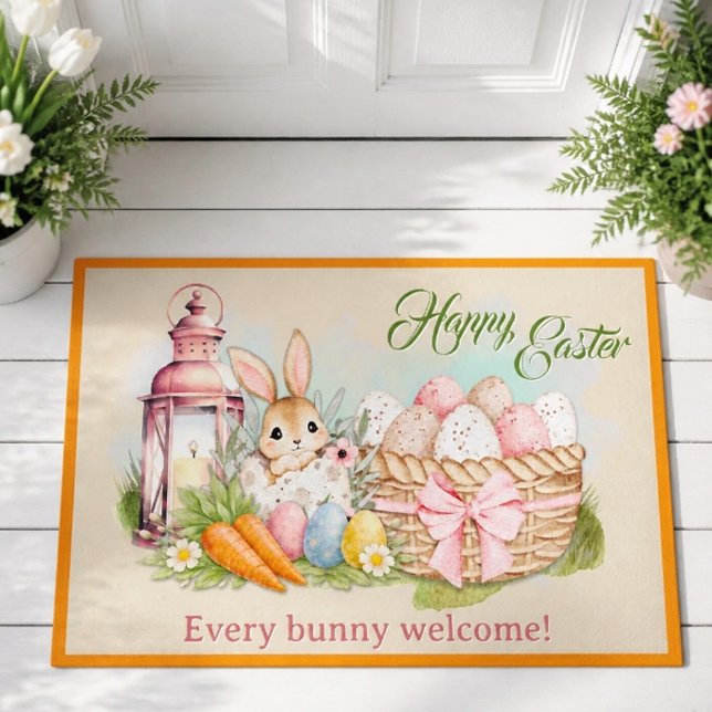 Cute and Colourful Springtime Easter Bunny Doormat (Creator Uploaded)