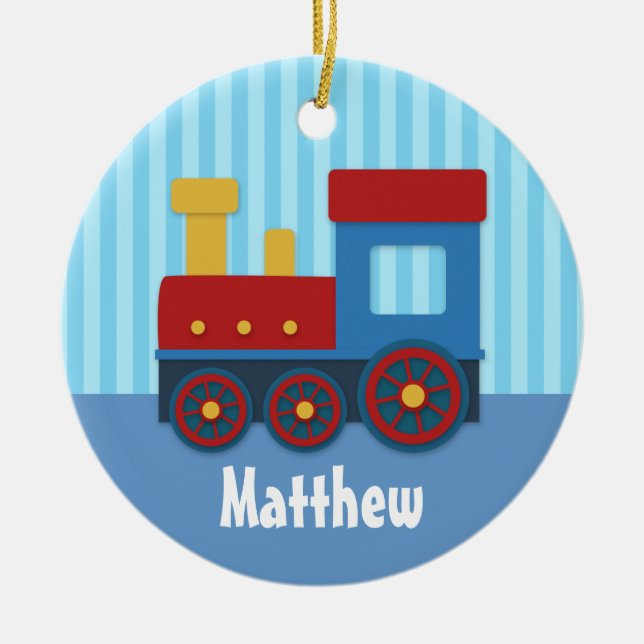 Cute and Colourful Train for Boys Ceramic Tree Decoration (Front)