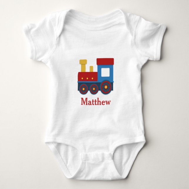Cute and Colourful Train for Newborn Baby Boy Bodysuit (Front)