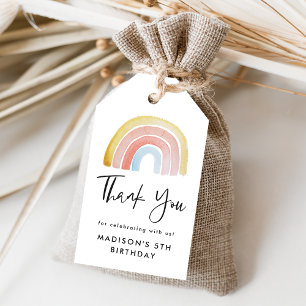 Cute and Colourful Watercolor Rainbow Birthday Gift Tags