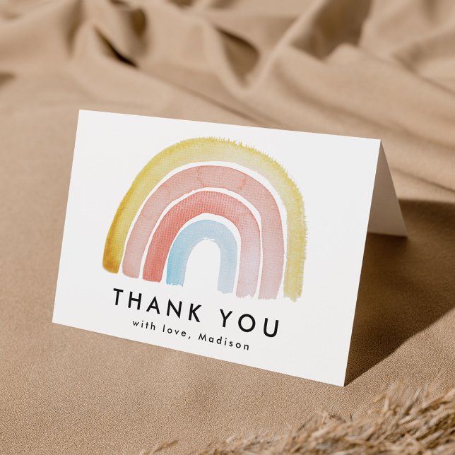 Cute and Colourful Watercolor Rainbow Thank You Card (Creator Uploaded)
