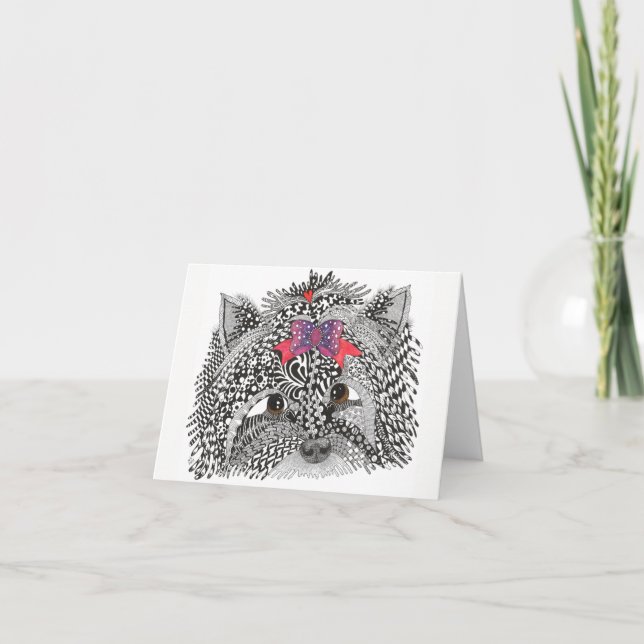 Cute and Colourful Yorkshire Terrier Greeting Card (Front)