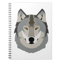 Cute and Cool Grey Wolf Face, Illustrated Animal