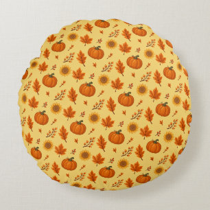Cute and cosy Autumn Harvest  Round Cushion
