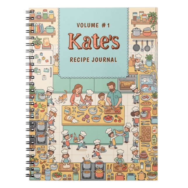 Cute and Cosy Family Kitchen Custom Recipe Notebook (Front)