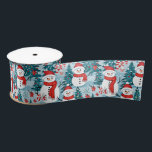 Cute and Cosy Snowman Christmas<br><div class="desc">Cute cosy snowmen in warm red scarves and warm knit hats and a pretty green,  red and blue pine tree background.</div>