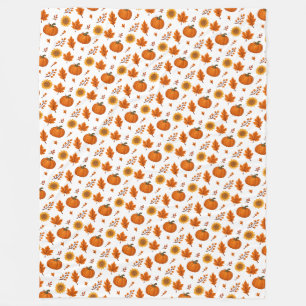 Cute and cosy Watercolour Autumn Harvest Fleece Blanket