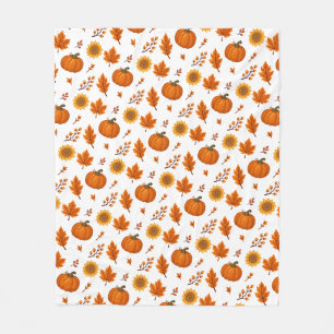 Cute and cosy Watercolour Autumn Harvest Fleece Blanket