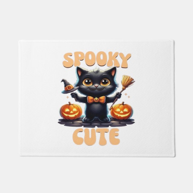 Cute and creepy black cat Classic T-Shirt Doormat (Front)
