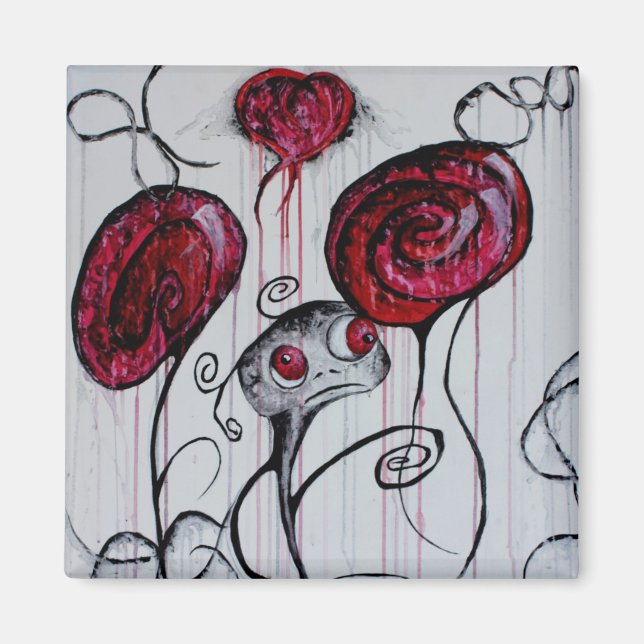 Cute and Creepy Creature Whimsical Goth Horror Art Magnet (Front)
