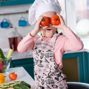 Cute and Creepy Pink Halloween Personalised Apron