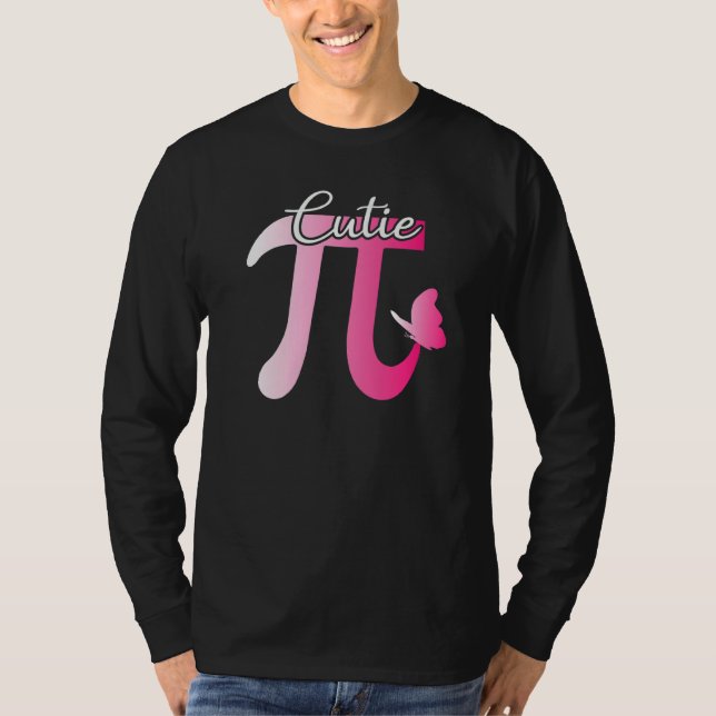 Cute And Cutie Pi Math Pie Butterfly Adorable Math T-Shirt (Front)