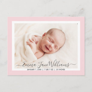 Cute and Elegant Birth Announcement Photo Postcard