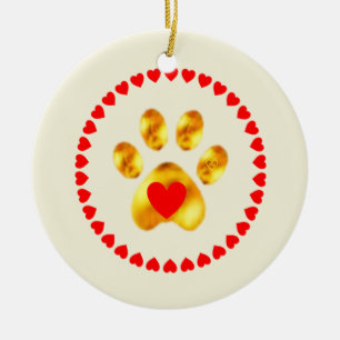 Cute and elegant gold paw ceramic tree decoration