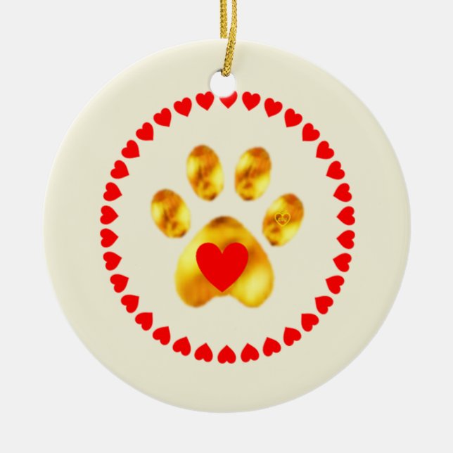 Cute and elegant gold paw ceramic tree decoration (Front)