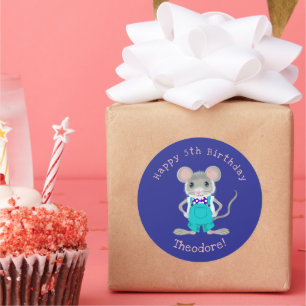 Cute and elegant little mouse custom Birthday Classic Round Sticker