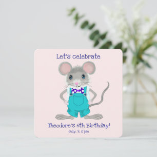 Cute and elegant little mouse custom Birthday Invitation