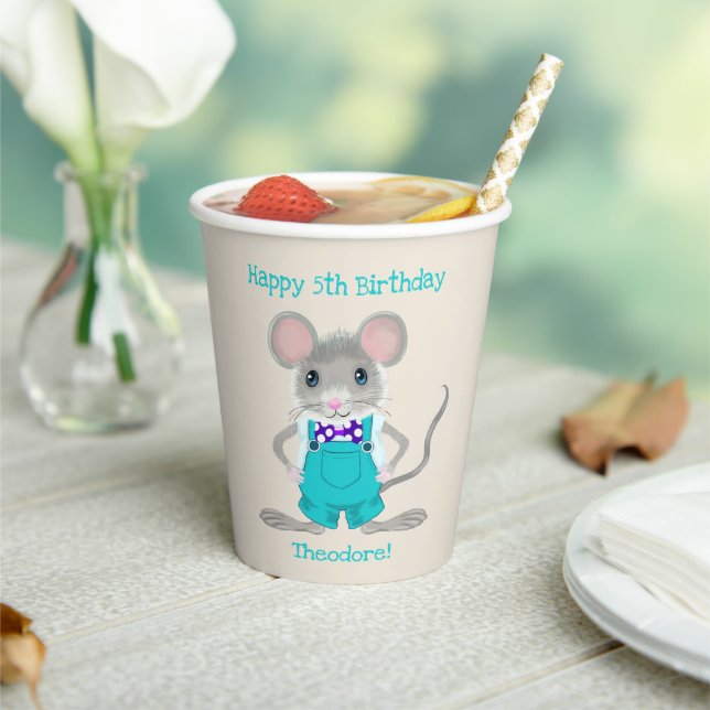 Cute and elegant little mouse custom Birthday Paper Cups (Insitu)