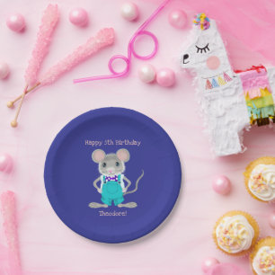 Cute and elegant little mouse custom Birthday Paper Plate