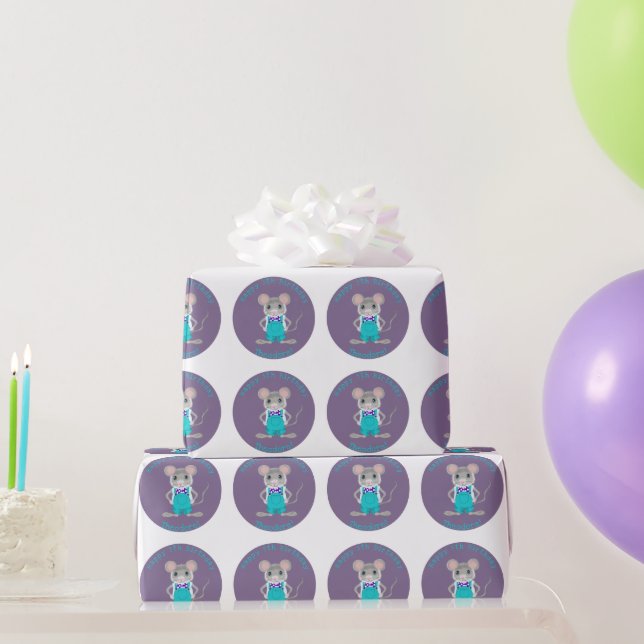 Cute and elegant little mouse custom Birthday Wrapping Paper (Party Gifts)