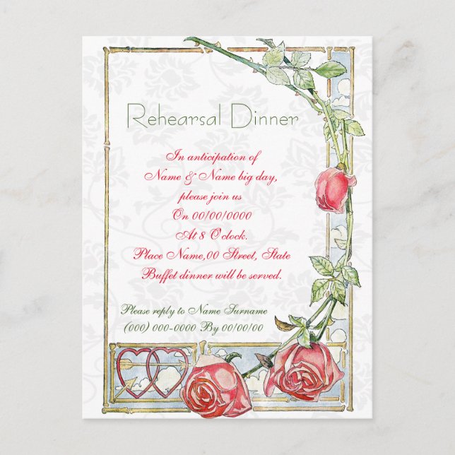cute and elegant rehearsal dinner invitation (Front)
