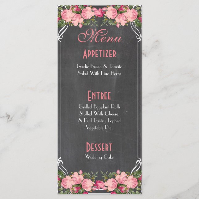 cute and elegant wedding menu card (Front)