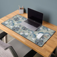 Cute and fancy grey foxes and flowers pattern