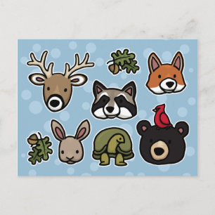 Cute and Friendly Forest Animals Postcard