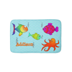 Cute and Friendly Sea Creatures Kids Bath Mat