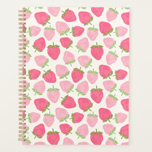 Cute and Fruity Pink Strawberry Planner (Front)