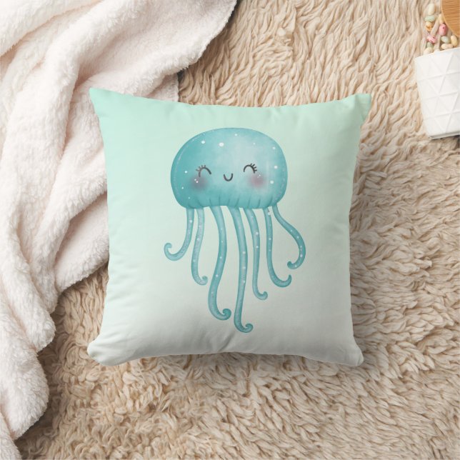 Cute and Fun Blue-Green Jellyfish Cushion (Blanket)
