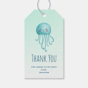 Cute and Fun Blue-Green Jellyfish Party Thank You Gift Tags