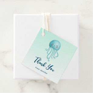 Cute and Fun Blue-Green Jellyfish Thank You Favour Tags