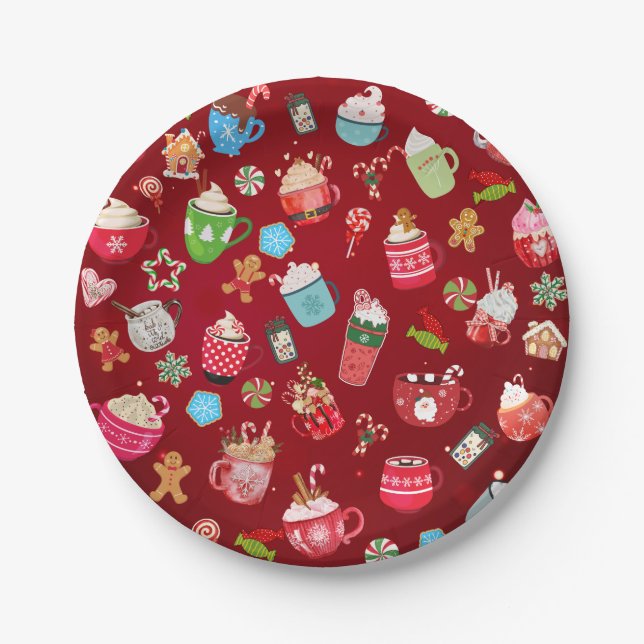 Cute and fun "Christmas dinks"  Paper Plate (Front)