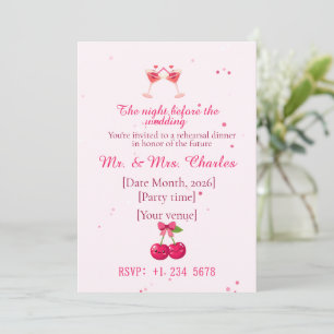 Cute and Fun Cocktails Wedding Rehearsal Dinner  Invitation