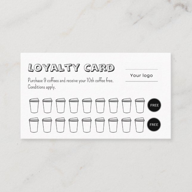 Cute and Fun Coffee Loyalty Card (Front)