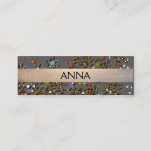 Cute and Fun Cool Colourful Pattern Gold Striped Mini Business Card