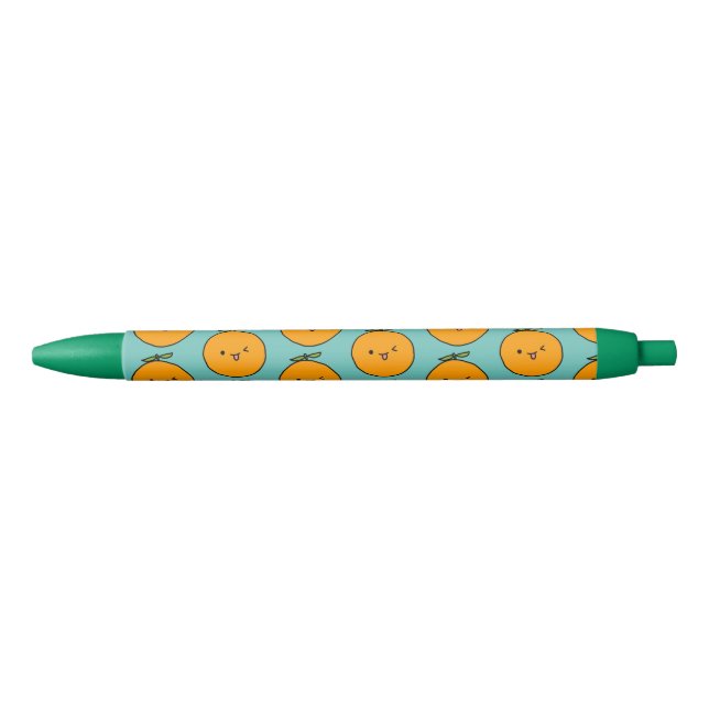 Cute and Fun Kawaii Orange Writing Black Ink Pen (Front)