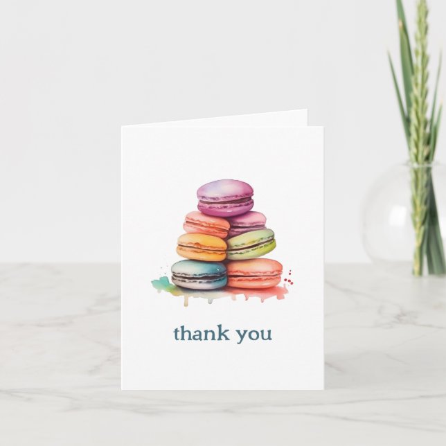 Cute and fun macaroon cake thank you card (Front)
