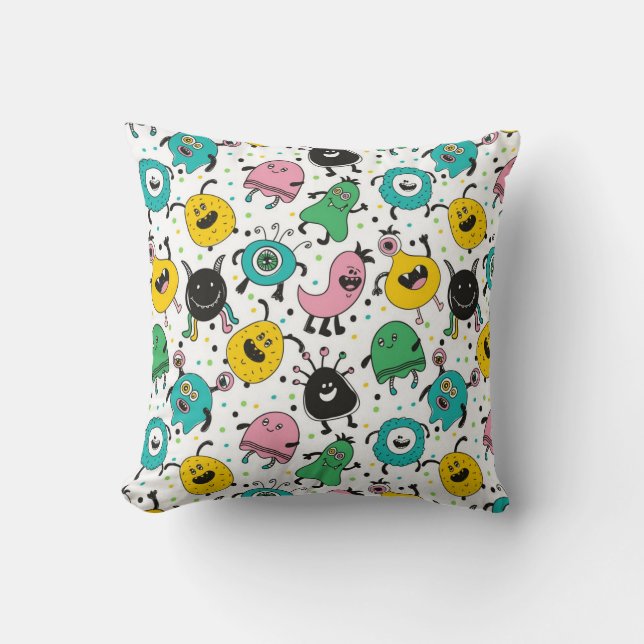 Cute And Fun Monsters Cushion (Front)