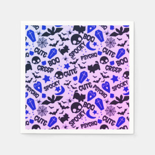 Cute and Fun Purple, Blue and Black Halloween Napkin