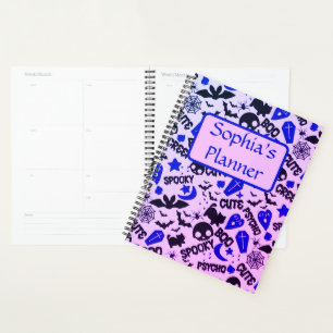 Cute and Fun Purple, Blue and Black Halloween Planner