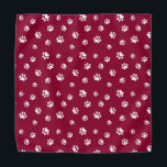Cute and Fun White Paw Prints Pattern Dark Red Bandana<br><div class="desc">This fun bandanna features cute white paw prints over a rich red background for a fun pop of pawesome! You can also change the dark red background colour and text colours to your favourite.</div>