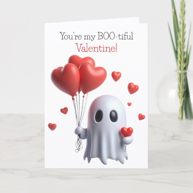 Cute and Fun You're My BOO-tiful Valentine Holiday Card (Front)